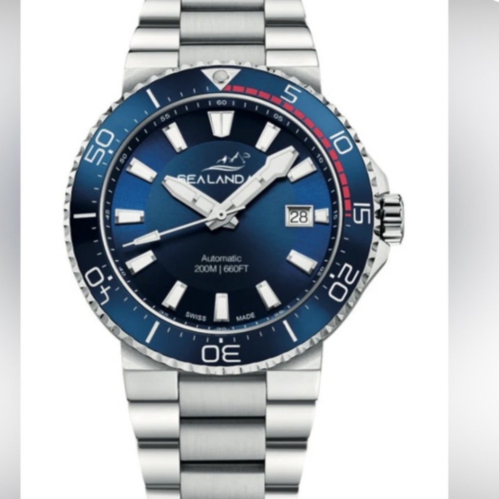 NWT SEALANDAIR Automatic Blue Dial Stainless Steel Swiss Boating Watch